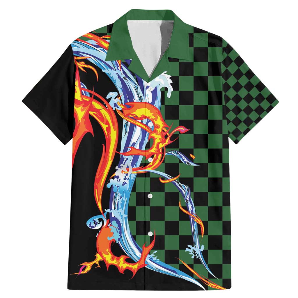 Japanese Asanoha Pattern Family Matching Mermaid Dress and Hawaiian Shirt Sun Flame Slayer Dragon Hinokami Kagura Spirit - Wonder Print Shop