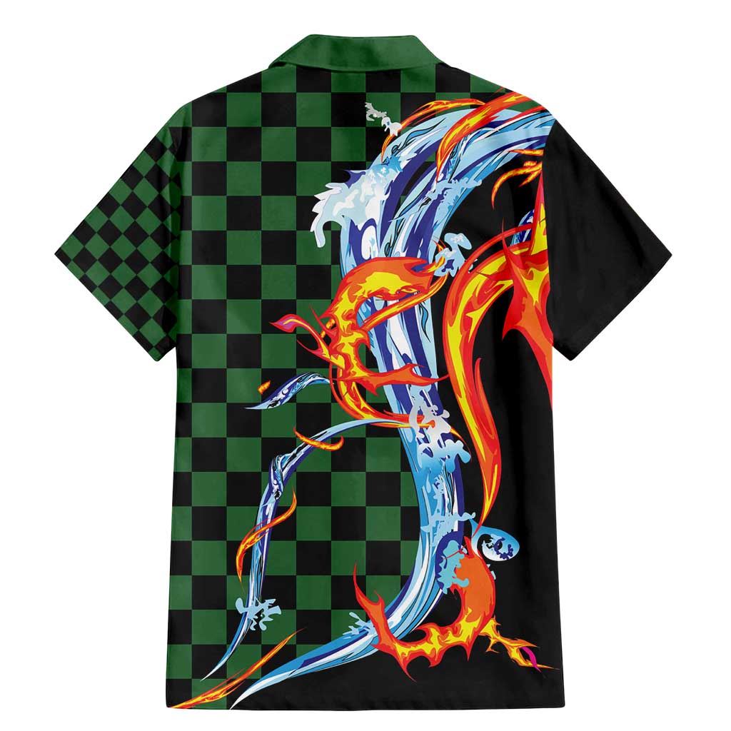 Japanese Asanoha Pattern Family Matching Mermaid Dress and Hawaiian Shirt Sun Flame Slayer Dragon Hinokami Kagura Spirit - Wonder Print Shop