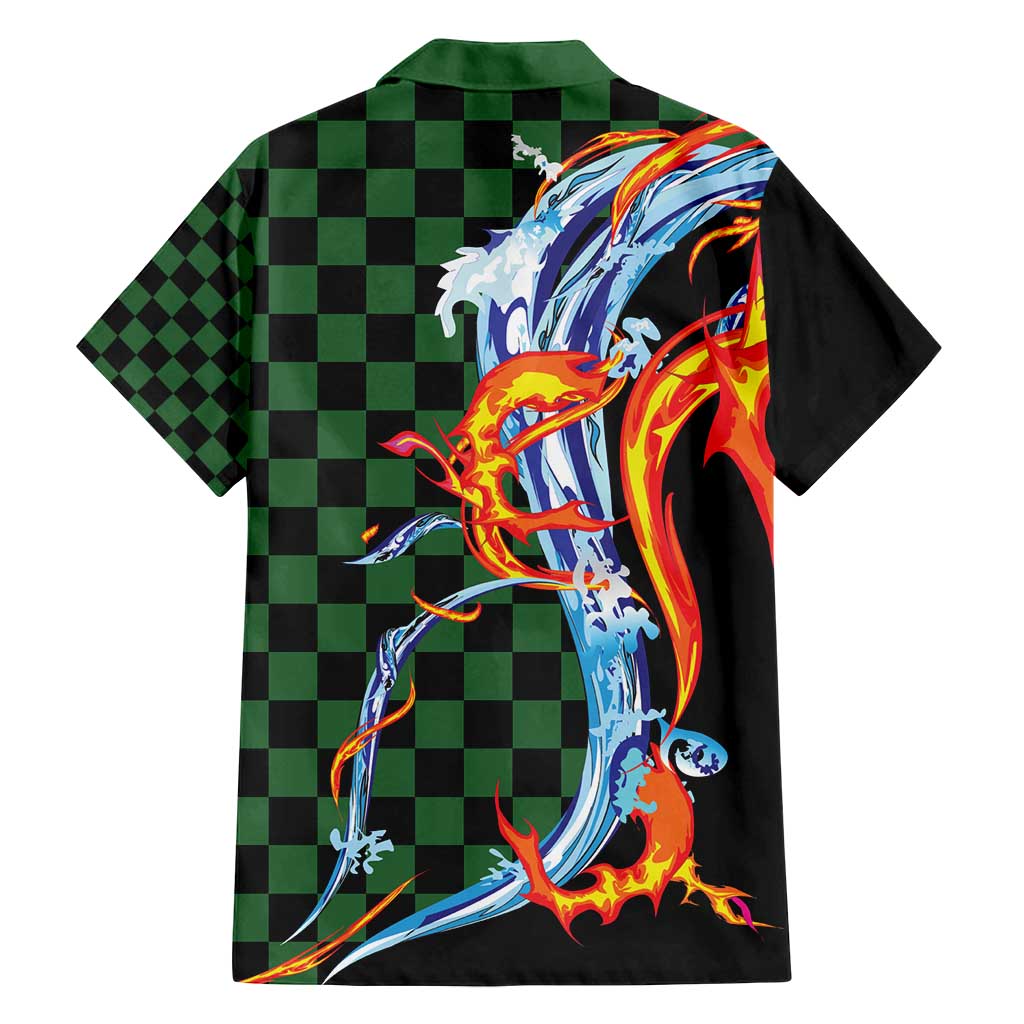 Japanese Asanoha Pattern Family Matching Off Shoulder Maxi Dress and Hawaiian Shirt Sun Flame Slayer Dragon Hinokami Kagura Spirit - Wonder Print Shop