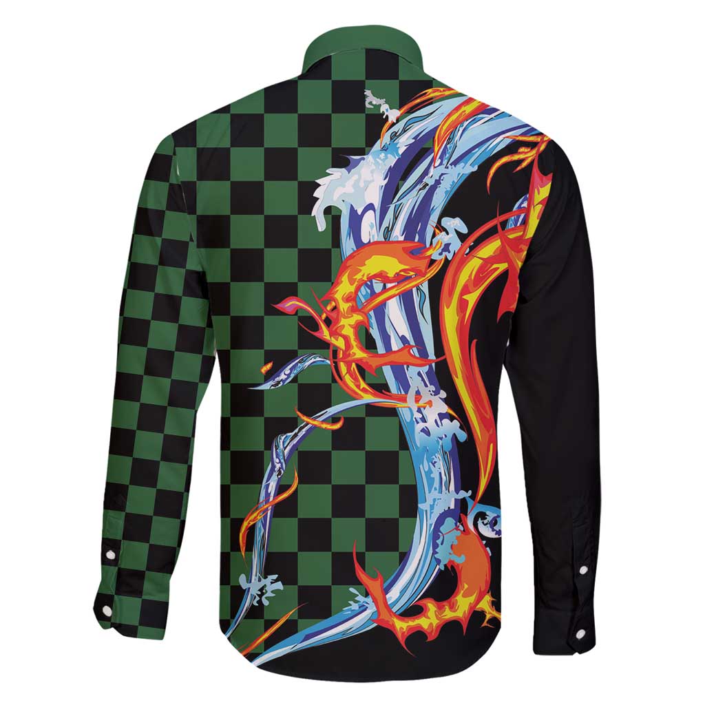 Japanese Asanoha Pattern Family Matching Puletasi and Hawaiian Shirt Sun Flame Slayer Dragon Hinokami Kagura Spirit - Wonder Print Shop