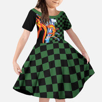 Japanese Asanoha Pattern Family Matching Summer Maxi Dress and Hawaiian Shirt Sun Flame Slayer Dragon Hinokami Kagura Spirit - Wonder Print Shop