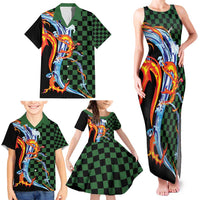 Japanese Asanoha Pattern Family Matching Tank Maxi Dress and Hawaiian Shirt Sun Flame Slayer Dragon Hinokami Kagura Spirit - Wonder Print Shop
