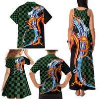 Japanese Asanoha Pattern Family Matching Tank Maxi Dress and Hawaiian Shirt Sun Flame Slayer Dragon Hinokami Kagura Spirit - Wonder Print Shop