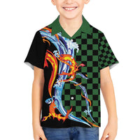 Japanese Asanoha Pattern Family Matching Tank Maxi Dress and Hawaiian Shirt Sun Flame Slayer Dragon Hinokami Kagura Spirit - Wonder Print Shop