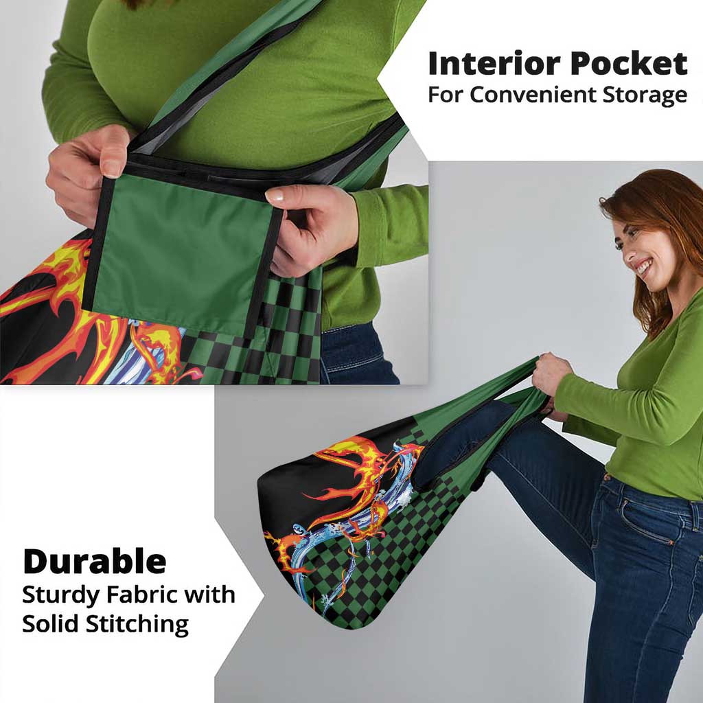 Japanese Asanoha Pattern Grocery Bag Sun Flame Slayer Dragon Hinokami Kagura Spirit - Wonder Print Shop