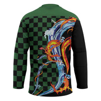 Japanese Asanoha Pattern Hockey Jersey Sun Flame Slayer Dragon Hinokami Kagura Spirit - Wonder Print Shop