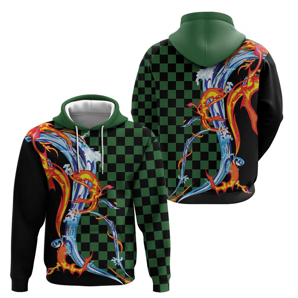 Japanese Asanoha Pattern Hoodie Sun Flame Slayer Dragon Hinokami Kagura Spirit - Wonder Print Shop