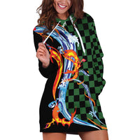 Japanese Asanoha Pattern Hoodie Dress Sun Flame Slayer Dragon Hinokami Kagura Spirit - Wonder Print Shop