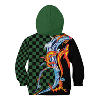 Japanese Asanoha Pattern Kid Hoodie Sun Flame Slayer Dragon Hinokami Kagura Spirit - Wonder Print Shop