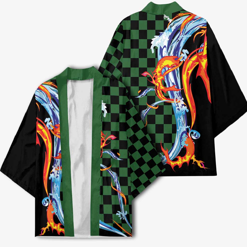 Japanese Asanoha Pattern Kimono Sun Flame Slayer Dragon Hinokami Kagura Spirit - Wonder Print Shop