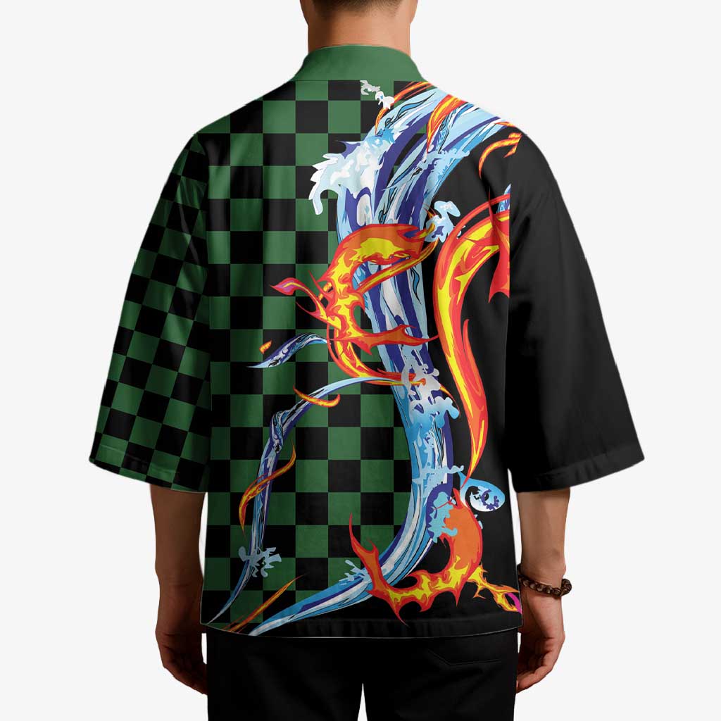 Japanese Asanoha Pattern Kimono Sun Flame Slayer Dragon Hinokami Kagura Spirit - Wonder Print Shop