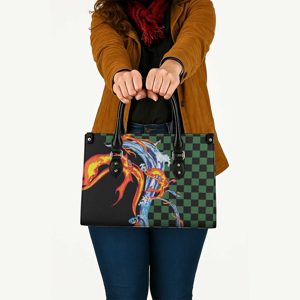 Japanese Asanoha Pattern Leather Bag Sun Flame Slayer Dragon Hinokami Kagura Spirit - Wonder Print Shop