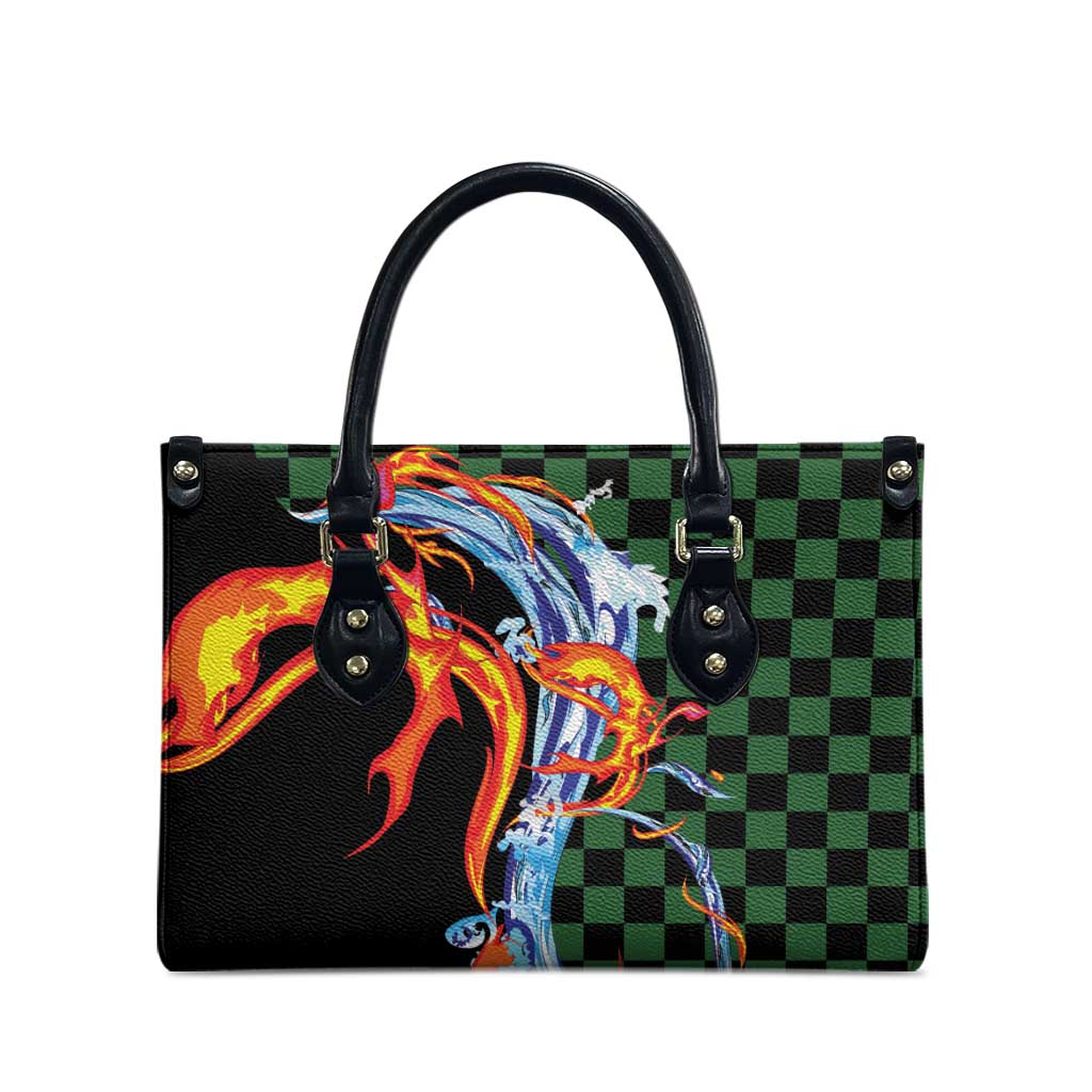 Japanese Asanoha Pattern Leather Bag Sun Flame Slayer Dragon Hinokami Kagura Spirit - Wonder Print Shop