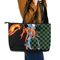 Japanese Asanoha Pattern Leather Tote Bag Sun Flame Slayer Dragon Hinokami Kagura Spirit - Wonder Print Shop