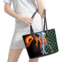 Japanese Asanoha Pattern Leather Tote Bag Sun Flame Slayer Dragon Hinokami Kagura Spirit - Wonder Print Shop