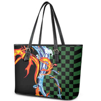 Japanese Asanoha Pattern Leather Tote Bag Sun Flame Slayer Dragon Hinokami Kagura Spirit - Wonder Print Shop