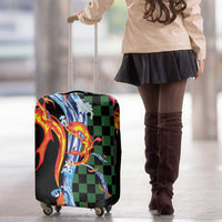 Japanese Asanoha Pattern Luggage Cover Sun Flame Slayer Dragon Hinokami Kagura Spirit - Wonder Print Shop
