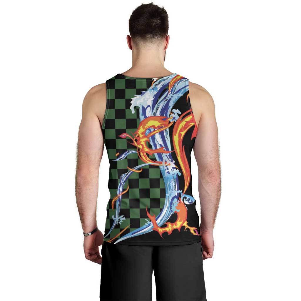 Japanese Asanoha Pattern Men Tank Top Sun Flame Slayer Dragon Hinokami Kagura Spirit - Wonder Print Shop