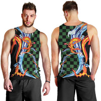 Japanese Asanoha Pattern Men Tank Top Sun Flame Slayer Dragon Hinokami Kagura Spirit - Wonder Print Shop