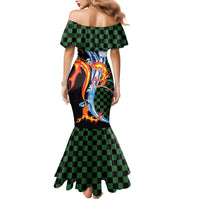 Japanese Asanoha Pattern Mermaid Dress Sun Flame Slayer Dragon Hinokami Kagura Spirit - Wonder Print Shop