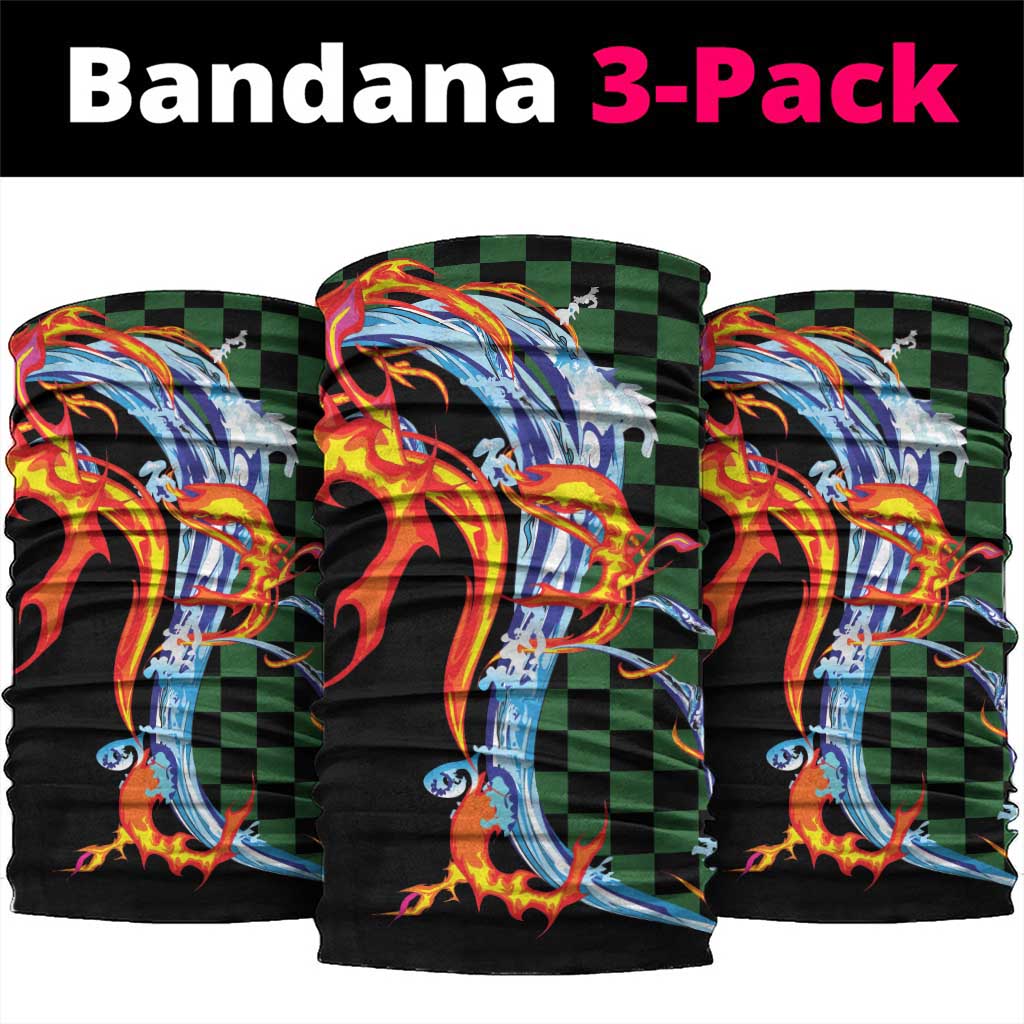 Japanese Asanoha Pattern Neck Gaiter Sun Flame Slayer Dragon Hinokami Kagura Spirit - Wonder Print Shop
