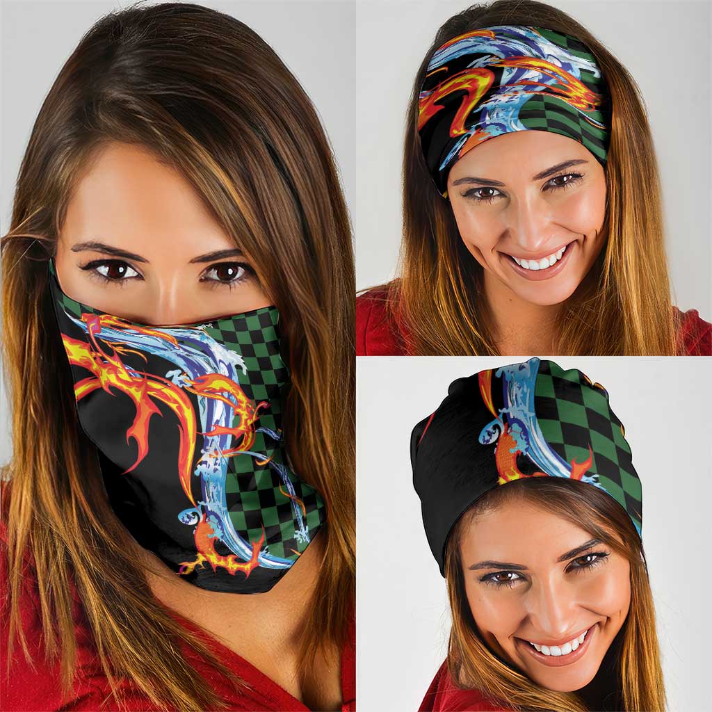 Japanese Asanoha Pattern Neck Gaiter Sun Flame Slayer Dragon Hinokami Kagura Spirit - Wonder Print Shop