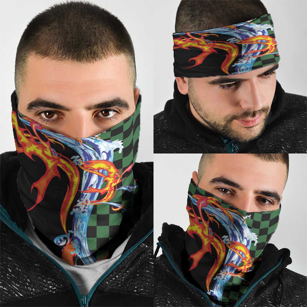 Japanese Asanoha Pattern Neck Gaiter Sun Flame Slayer Dragon Hinokami Kagura Spirit - Wonder Print Shop
