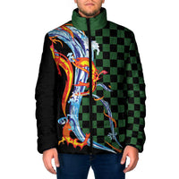 Japanese Asanoha Pattern Padded Jacket Sun Flame Slayer Dragon Hinokami Kagura Spirit - Wonder Print Shop