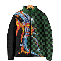 Japanese Asanoha Pattern Padded Jacket Sun Flame Slayer Dragon Hinokami Kagura Spirit - Wonder Print Shop
