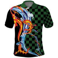 Japanese Asanoha Pattern Polo Shirt Sun Flame Slayer Dragon Hinokami Kagura Spirit - Wonder Print Shop