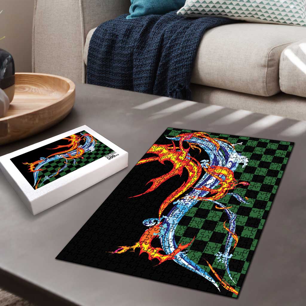 Japanese Asanoha Pattern Puzzle Sun Flame Slayer Dragon Hinokami Kagura Spirit - Wonder Print Shop