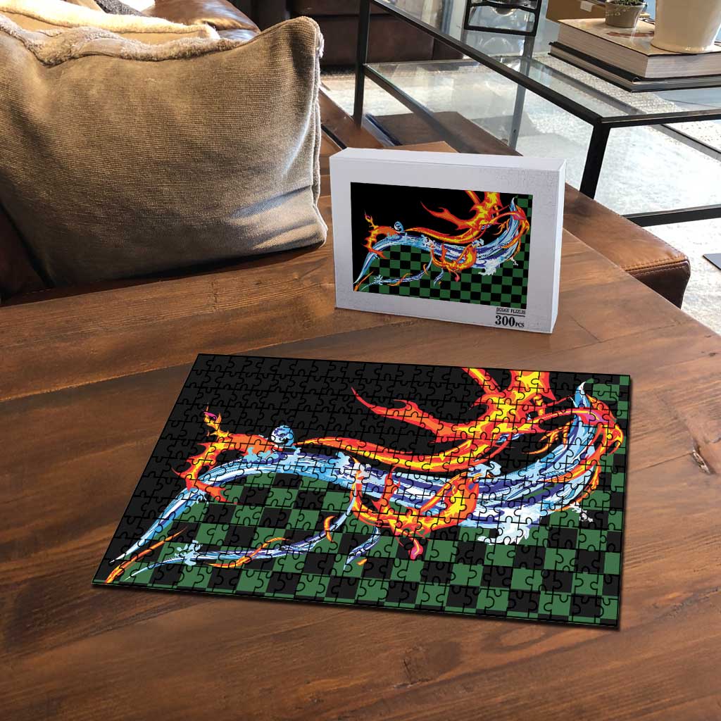 Japanese Asanoha Pattern Puzzle Sun Flame Slayer Dragon Hinokami Kagura Spirit - Wonder Print Shop