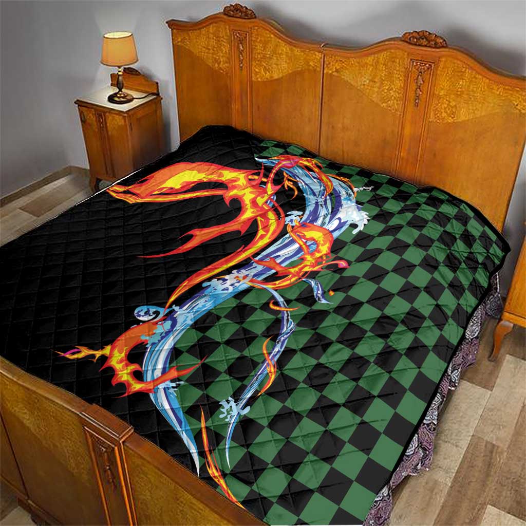 Japanese Asanoha Pattern Quilt Sun Flame Slayer Dragon Hinokami Kagura Spirit - Wonder Print Shop