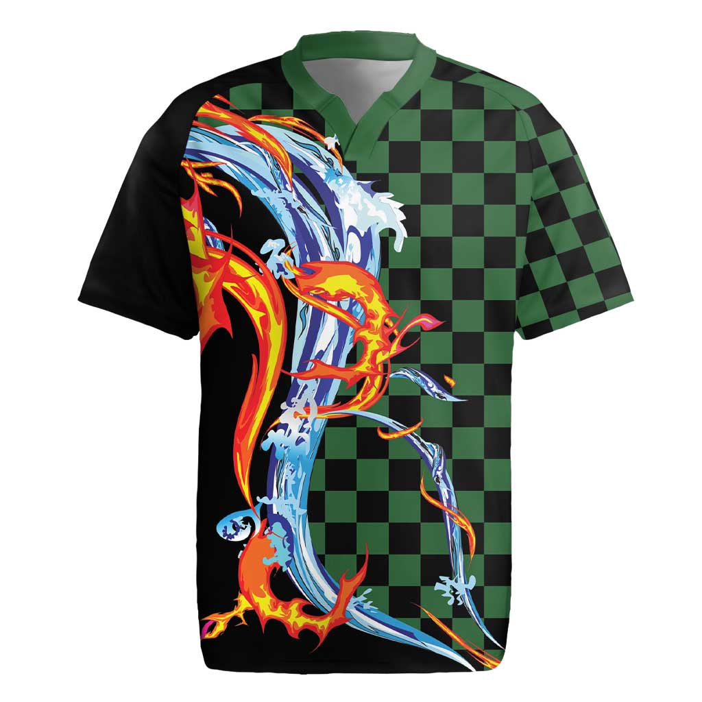 Japanese Asanoha Pattern Rugby Jersey Sun Flame Slayer Dragon Hinokami Kagura Spirit - Wonder Print Shop