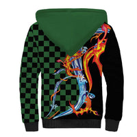 Japanese Asanoha Pattern Sherpa Hoodie Sun Flame Slayer Dragon Hinokami Kagura Spirit - Wonder Print Shop