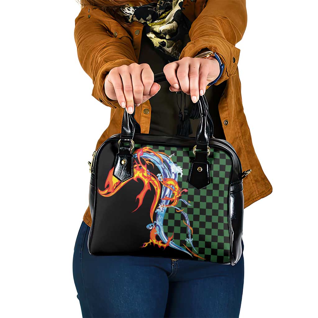 Japanese Asanoha Pattern Shoulder Handbag Sun Flame Slayer Dragon Hinokami Kagura Spirit - Wonder Print Shop