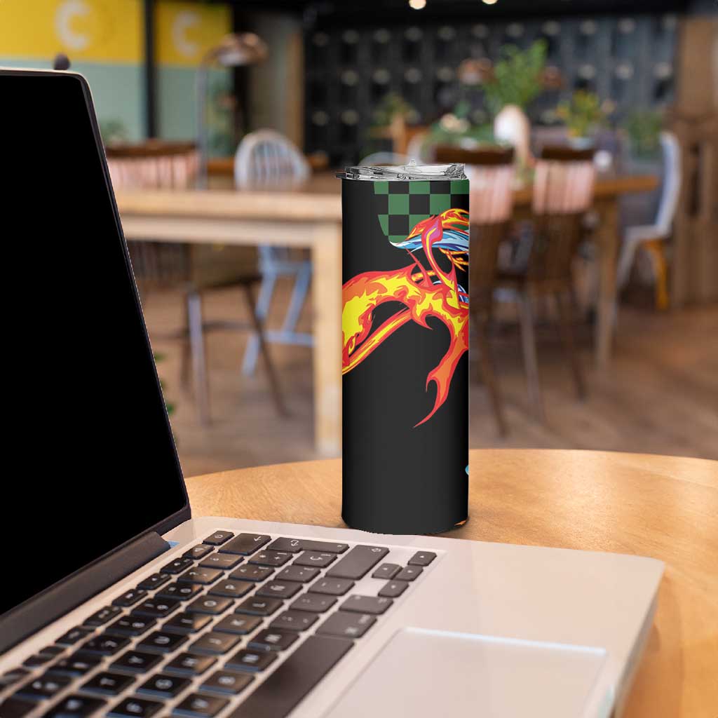 Japanese Asanoha Pattern Skinny Tumbler Sun Flame Slayer Dragon Hinokami Kagura Spirit - Wonder Print Shop