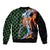 Japanese Asanoha Pattern Sleeve Zip Bomber Jacket Sun Flame Slayer Dragon Hinokami Kagura Spirit - Wonder Print Shop