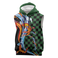Japanese Asanoha Pattern Sleeveless Hoodie Sun Flame Slayer Dragon Hinokami Kagura Spirit - Wonder Print Shop