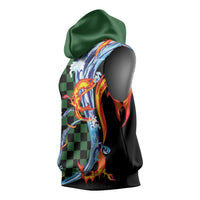 Japanese Asanoha Pattern Sleeveless Hoodie Sun Flame Slayer Dragon Hinokami Kagura Spirit - Wonder Print Shop