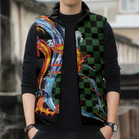 Japanese Asanoha Pattern Sleeveless Puffer Jacket Sun Flame Slayer Dragon Hinokami Kagura Spirit - Wonder Print Shop