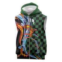 Japanese Asanoha Pattern Sleeveless Zip Hoodie Sun Flame Slayer Dragon Hinokami Kagura Spirit - Wonder Print Shop