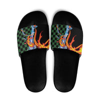 Japanese Asanoha Pattern Slide Sandals Sun Flame Slayer Dragon Hinokami Kagura Spirit - Wonder Print Shop