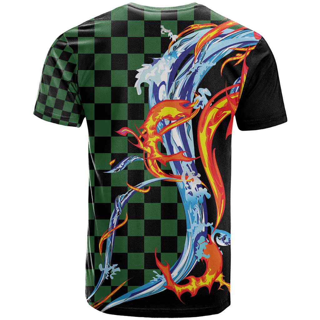 Japanese Asanoha Pattern T Shirt Sun Flame Slayer Dragon Hinokami Kagura Spirit - Wonder Print Shop