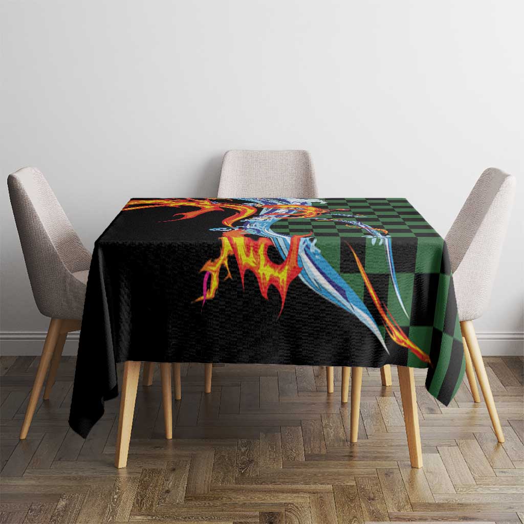 Japanese Asanoha Pattern Tablecloth Sun Flame Slayer Dragon Hinokami Kagura Spirit - Wonder Print Shop