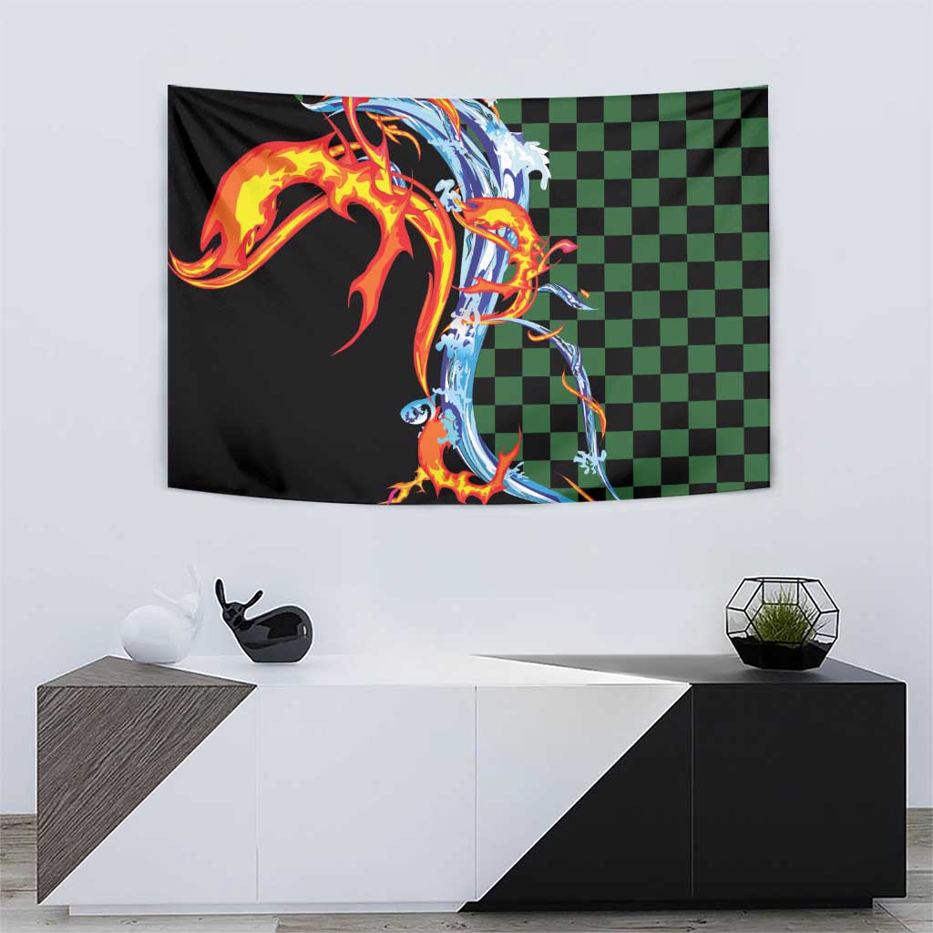 Japanese Asanoha Pattern Tapestry Sun Flame Slayer Dragon Hinokami Kagura Spirit - Wonder Print Shop