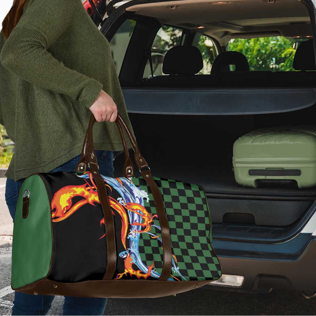 Japanese Asanoha Pattern Travel Bag Sun Flame Slayer Dragon Hinokami Kagura Spirit - Wonder Print Shop