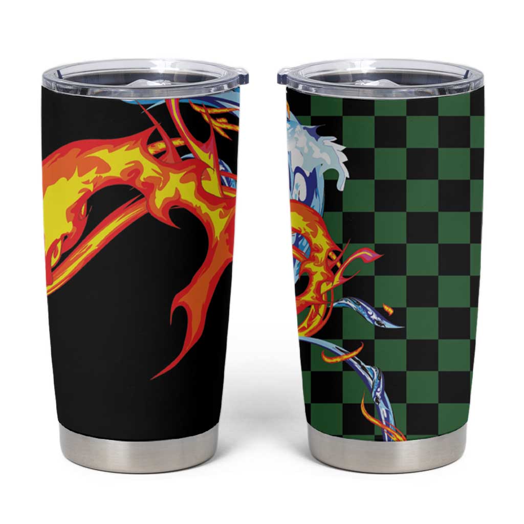 Japanese Asanoha Pattern Tumbler Cup Sun Flame Slayer Dragon Hinokami Kagura Spirit - Wonder Print Shop