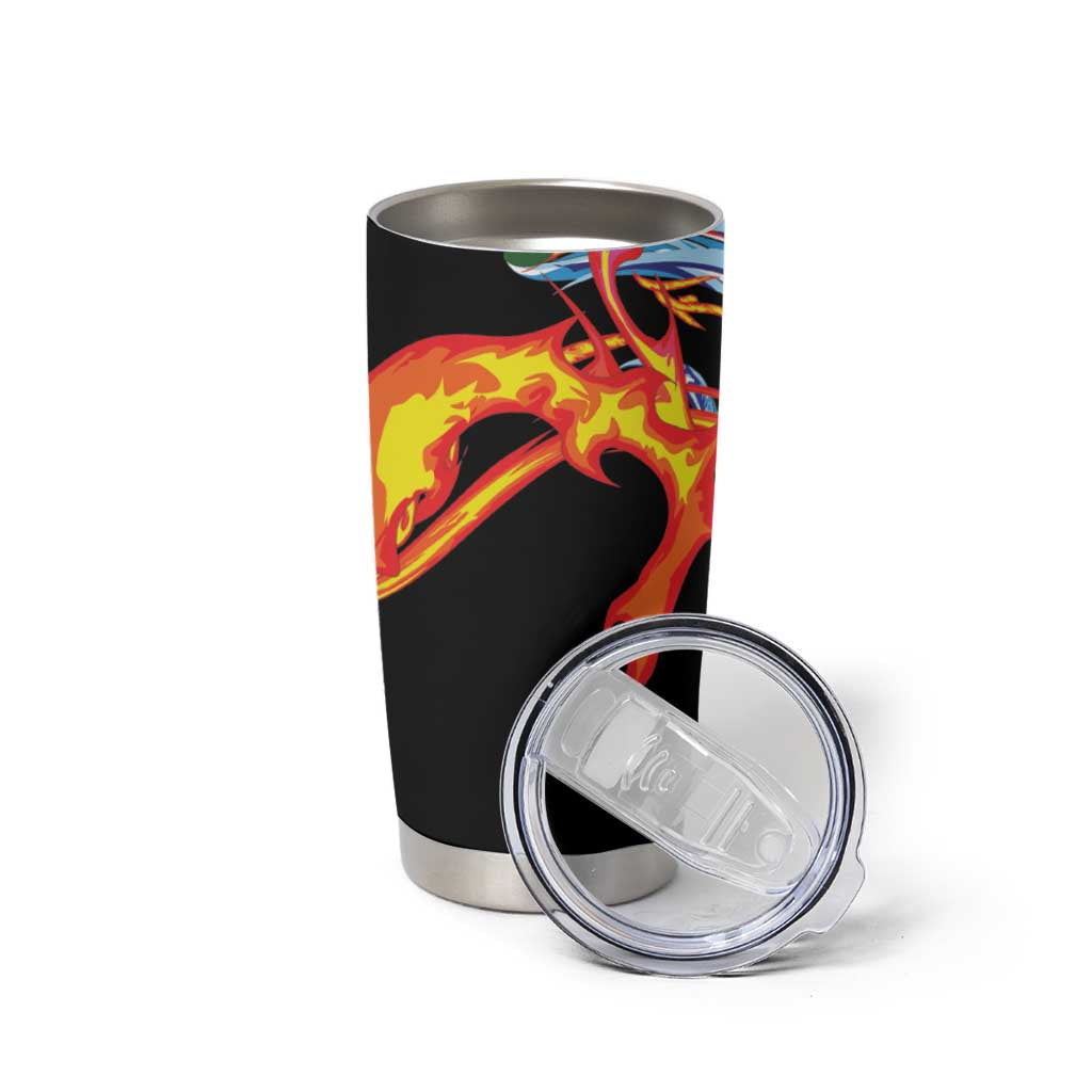 Japanese Asanoha Pattern Tumbler Cup Sun Flame Slayer Dragon Hinokami Kagura Spirit - Wonder Print Shop