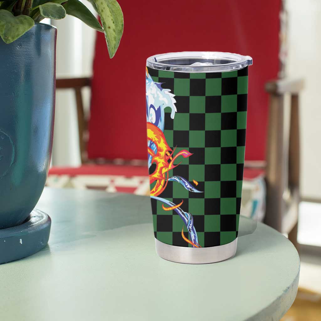Japanese Asanoha Pattern Tumbler Cup Sun Flame Slayer Dragon Hinokami Kagura Spirit - Wonder Print Shop